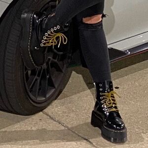 Dr. Martens Jadon Max Black Boots with Yellow Laces